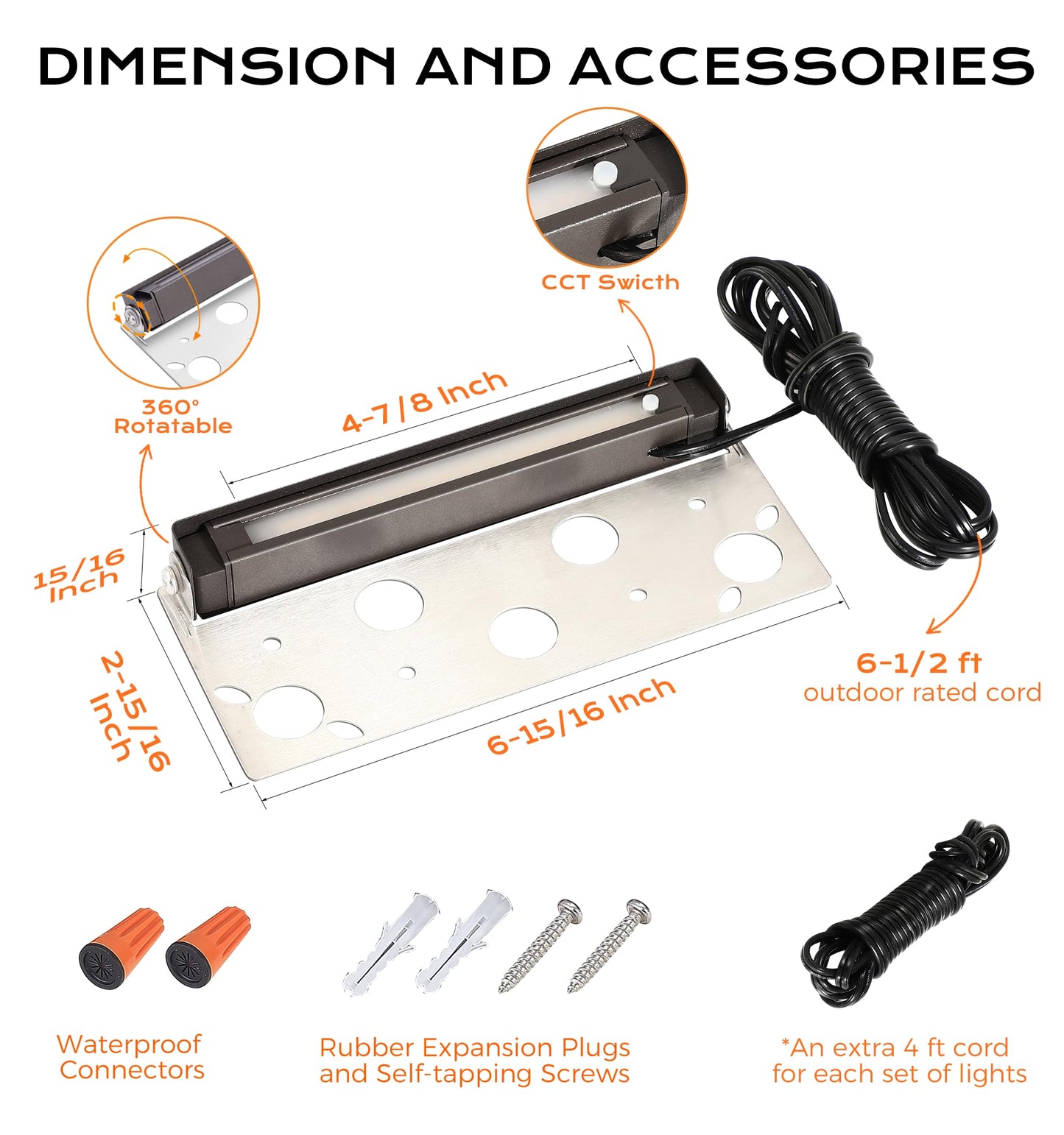 CLOUDY BAY [8 Pack] 7 Inch 5W 5CCT Hardscape Paver Light,Retainng Wall Lights Outdoor,IP65 Waterproof,2700K/3000K/3500K/4000K/5000K Selectable,12V-15 VAC/DC Low Voltage,Frost Lens Step Deck Light
