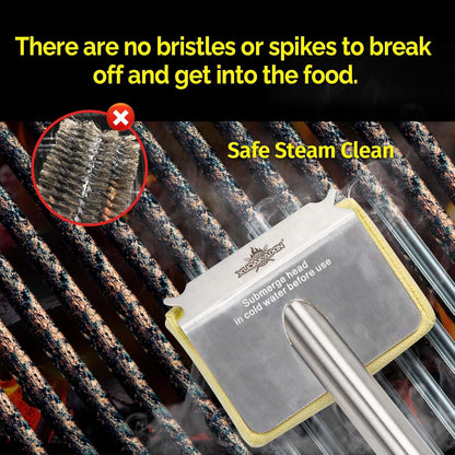 XUDAKAIXIN Grill Brush - Bristle-Free Aramid Fiber Pad for Cast Iron & Stainless Steel Grates | Safe Outdoor BBQ Cleaner