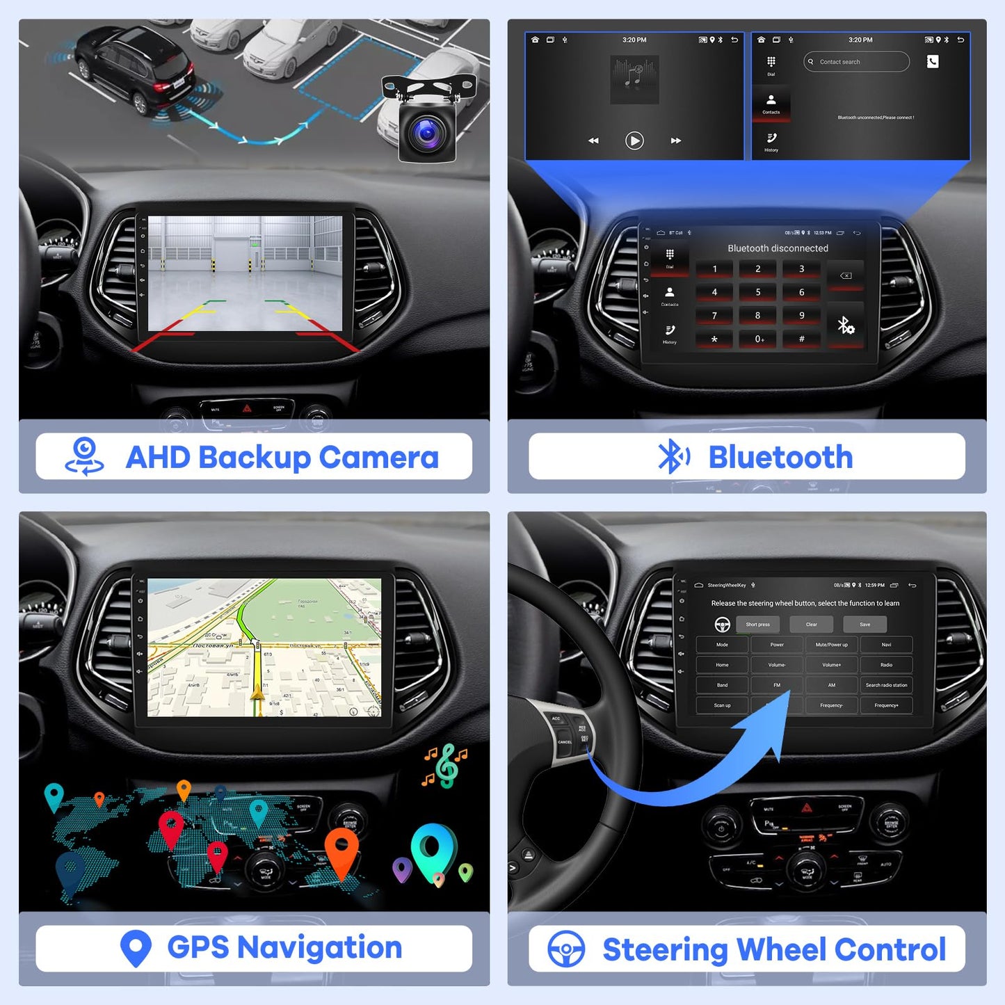 [2G+64G] Car Radio for Jeep Compass 2017-2020, 10 inch Touch Screen Android 13 Stereo, Carplay/Android Auto/EQ Audio/SWC/Bluetooth +AHD Backup Camera