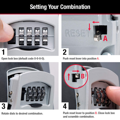 Master Lock Key Lock Box for House Keys – Outdoor Portable Combination Lockbox with Resettable 4 Digit Code, Weather Resistant Durable Metal Body, Holds 5 Keys, 5400EC5, Black, 5 Pack