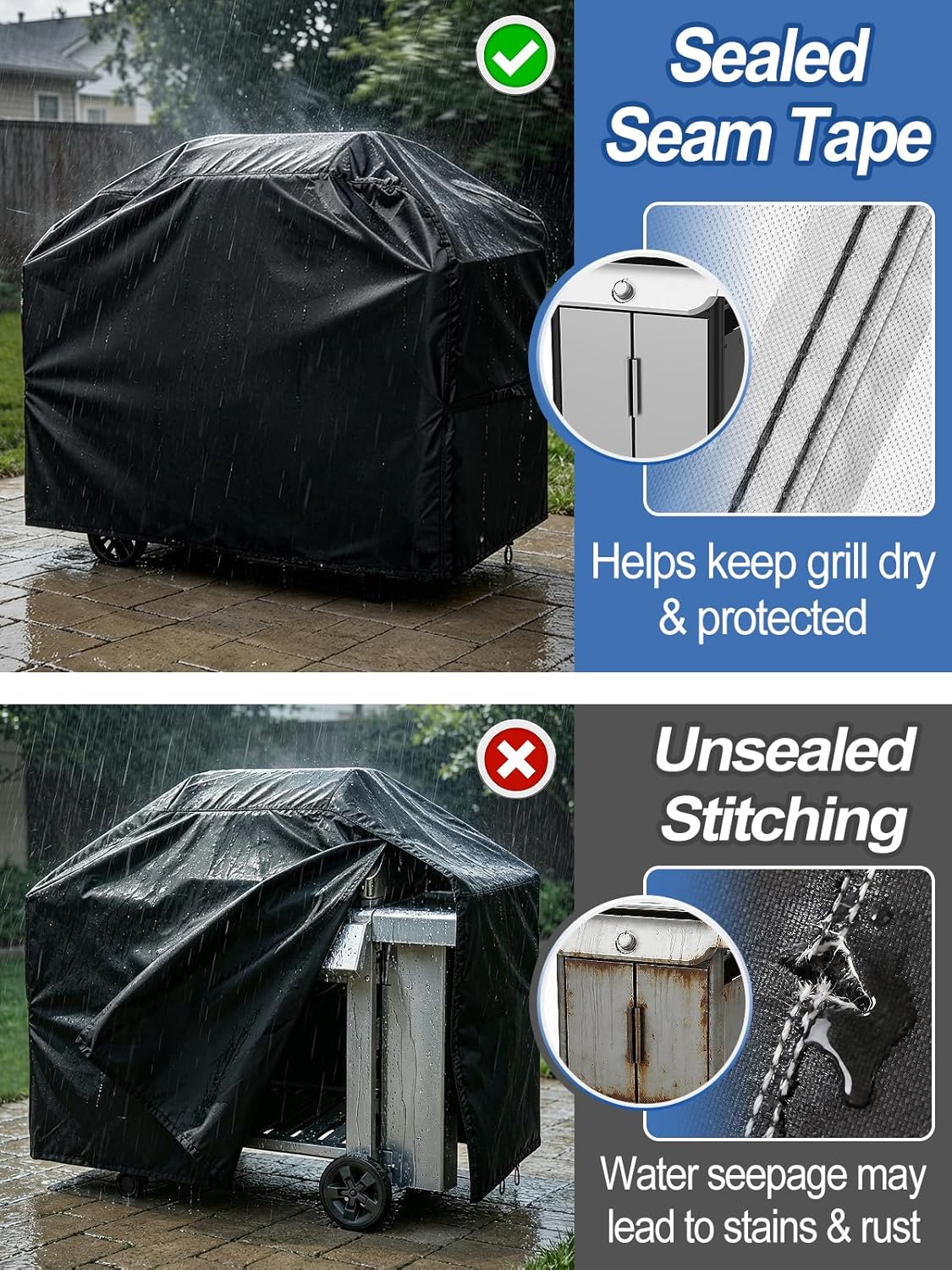 PAMASE 57-Inch BBQ Grill Cover - Waterproof & UV Resistant for Weber Genesis II, LX 300 Series | Fits Dyna-Glo, Nexgrill, Char-Broil