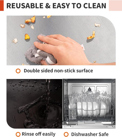 Skiennix Oven Liners - Heavy Duty 2 Pack Reusable Mats for Electric & Gas Ovens | 17"x25", BPA & PFOA Free