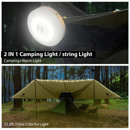 GEERTOP Large Car Tailgate Awning Tarp with 10m LED String Lights Waterproof Outdoor Rear Vehicle Awning Shelter for Van, MPV, Campers
