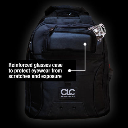 CLC Work Gear 55532 36-Pocket Tool Backpack – Heavy-Duty Ballistic Polyester Contractor Backpack with Laptop Compartment, Reinforced Glasses Case & Padded Straps