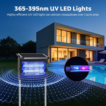 OnBeam Solar Bug Zapper Outdoor, 4500V Mosquito Zapper Waterproof Electric Fly Zapper Rechargeable Mosquito Killer Lamp with 10W Solar Panel, Cordless Fly Trap for Backyard, Patio, Garden, RV, Camping