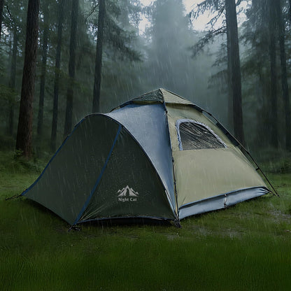 Night Cat Pop Up Tent 2-3 Persons Instant Set Up Tent with Footprint Tarp & Porch, Automatic Double Layer Waterproof Camping Tent with Rainfly Trekking Pole Not Included