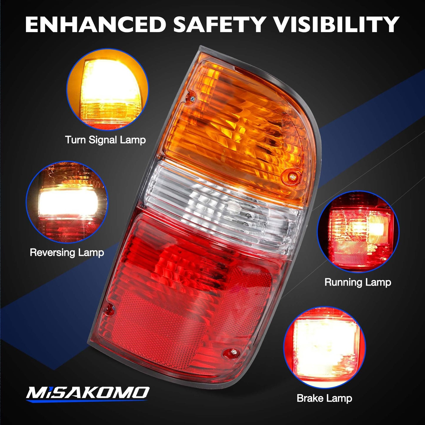 Headlight, Tail Light & Fog Light Assembly Compatible with 2001–2004 Toyota Tacoma, Driver & Passenger Side (Headlights w/o, Taillights w/Bulbs), Replaces 81150-04110, 81110-04110