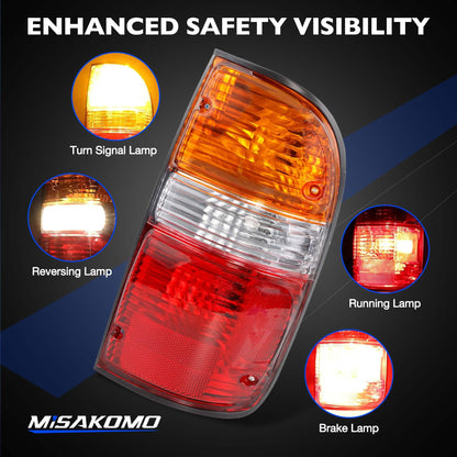 Headlight, Tail Light & Fog Light Assembly Compatible with 2001–2004 Toyota Tacoma, Driver & Passenger Side (Headlights w/o, Taillights w/Bulbs), Replaces 81150-04110, 81110-04110