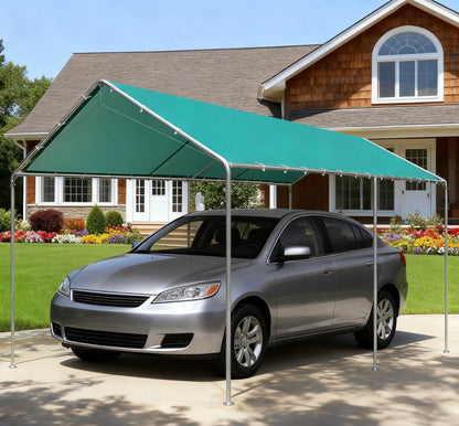 Voysign 10'x20' Carport Heavy Duty Galvanized Car Canopy with Included Anchor Kit, 3 Reinforced Steel Cables, Green