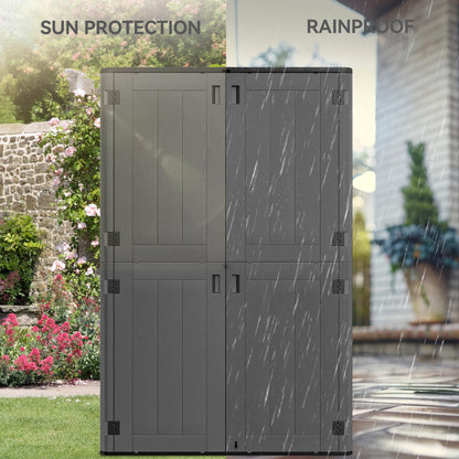 YITAHOME 60 cu ft Tall Outdoor Storage Shed w/o Shelf, Resin Vertical Outdoor Storage Shed, Large Waterproof Storage Cabinet for Garage, Poolside, and Garden (Dark Gray + Black)