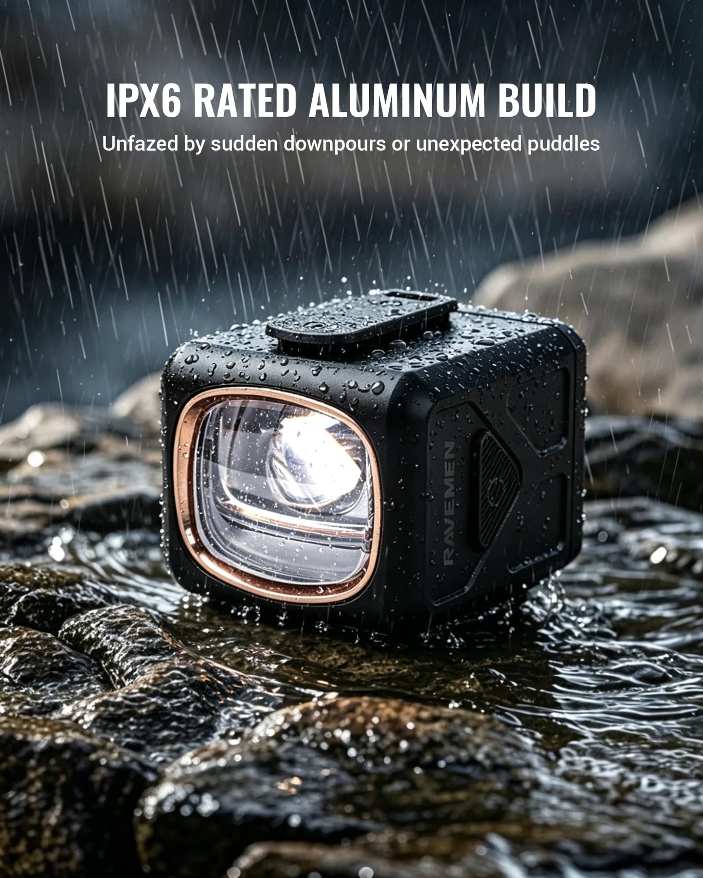 RAVEMEN UR1700 Bike Headlight, Under Mount Bicycle Light for 31.8–35mm Handlebar, Cut Off Beam | Dual Beam System | Auto On Off | Aluminum Housing | USB C Rechargeable | Road Urban Cycling