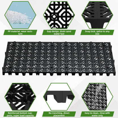 20 Pcs 15.7" x 15.7" Heavy Duty Ground Protection Mats, Interlocking Non-Slip Floor Mat, Heavyweight Gravel Grid Drive on Lawn, 6613 lb Load Permeable Paver for Parking, Outdoor Event Flooring, Black