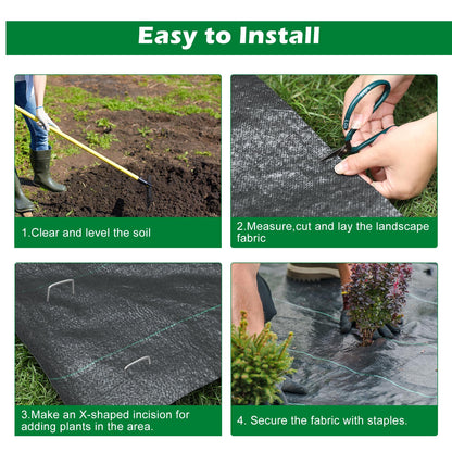 WAENLIR 5.8oz 3FT x 250FT Heavy Duty Landscape Fabric Weed Barrier Premium Woven Ground Cover Roll, UV Resistant&Tear-Proof, Ideal for Garden Beds, Walkways, Patios, Greenhouses, Outdoor Landscaping