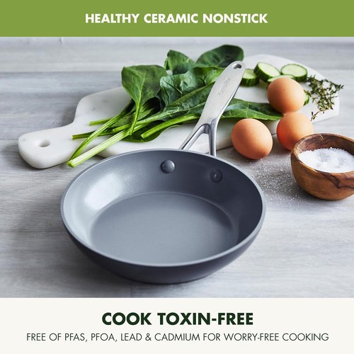 GreenPan Valencia Pro 8" Frying Pan Skillet - Healthy Ceramic Nonstick, PFAS-Free, Induction & Dishwasher Safe, Gray