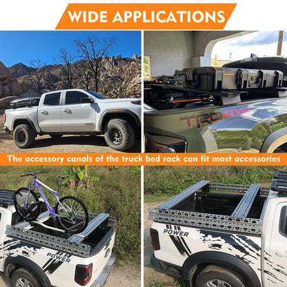 KEHOSX Adjustable Overland Bed Rack Truck Cargo Carrier | Compatible with Silverado/Colorado/Canyon/Sierra/S-10/Sonoma/Ram/F-150/F-250/F-350/Tundra/Titan/Ranger for Most Pickup