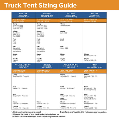 Rightline Gear Mid-Size Long Truck Bed Tent, 6 Foot