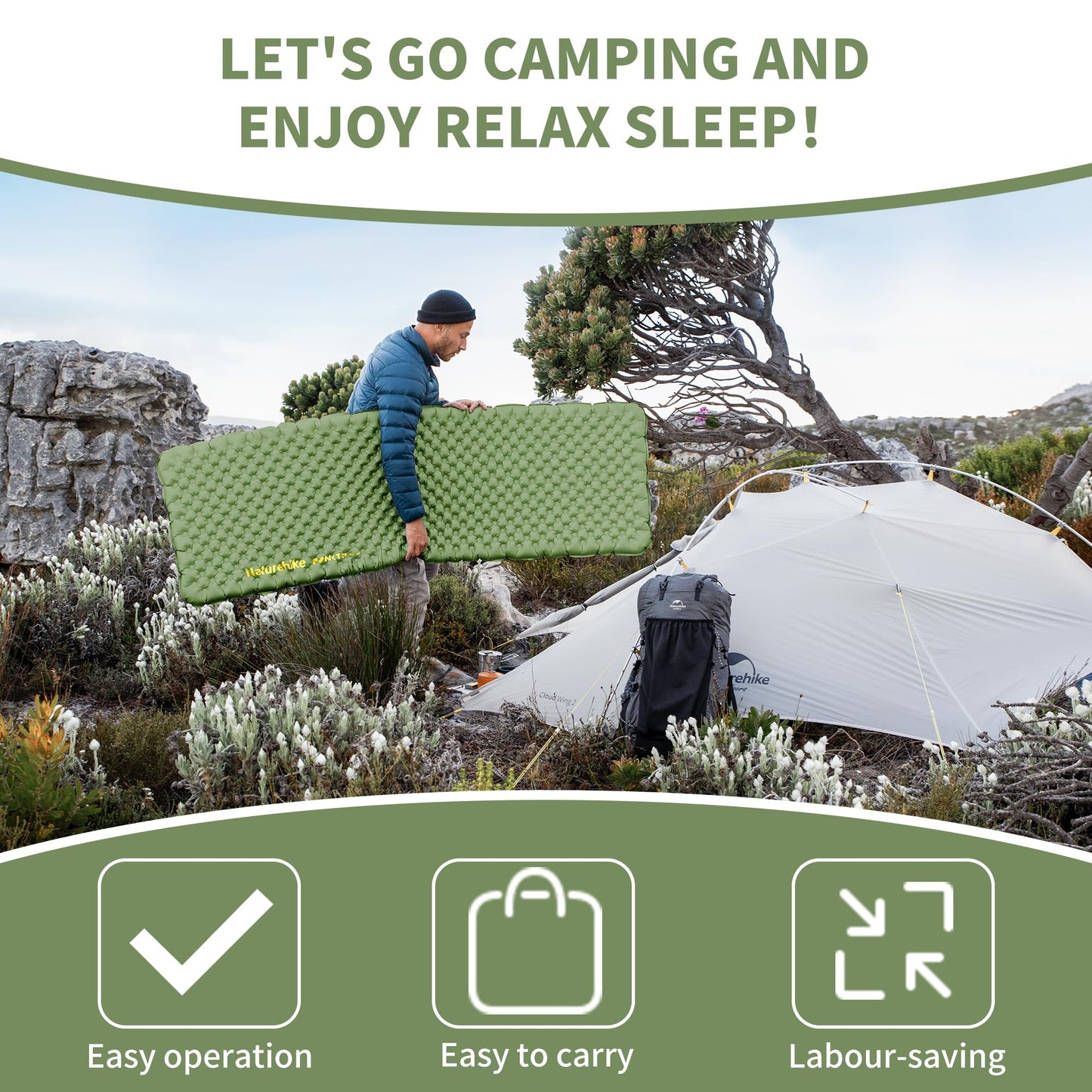 Naturehike 27oz Ultralight Sleeping Pad, Insulated Inflatable Sleeping Pad 4.6R, Lightweight Sleeping Mat for Camping, Hiking, Backpacking, with Air Pump Sack