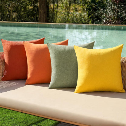 MIULEE Decorative Outdoor Throw Pillow Covers - Waterproof Farmhouse Cushion Cases | 18x18 Inch, Rust Green (Pack of 4)