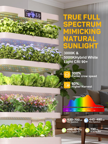 WooRoot Large Hydroponics Growing System, 148-Pod Vertical Indoor Garden, Hydroponic Tower with Full-Spectrum Grow Lights, Ultra-Quiet Pump, Dual Water Tanks, 30-Day Self-Managed for Home & Commercial