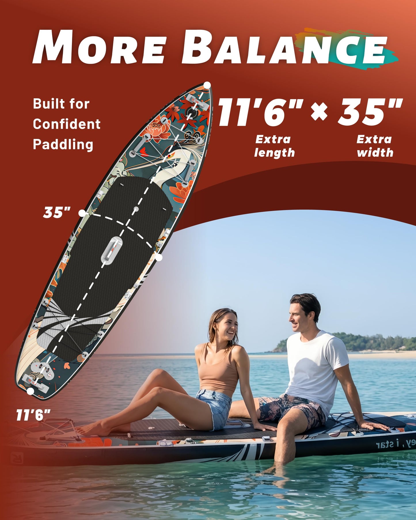 iTAOSTAR Novelty N01KP 11'6" x 35" Inflatable Stand Up Paddle Board with Seat- Stable SUP Board for Adults - Portable Paddleboard for Yoga, Surfing, Fishing - Includes Full Accessories Kit