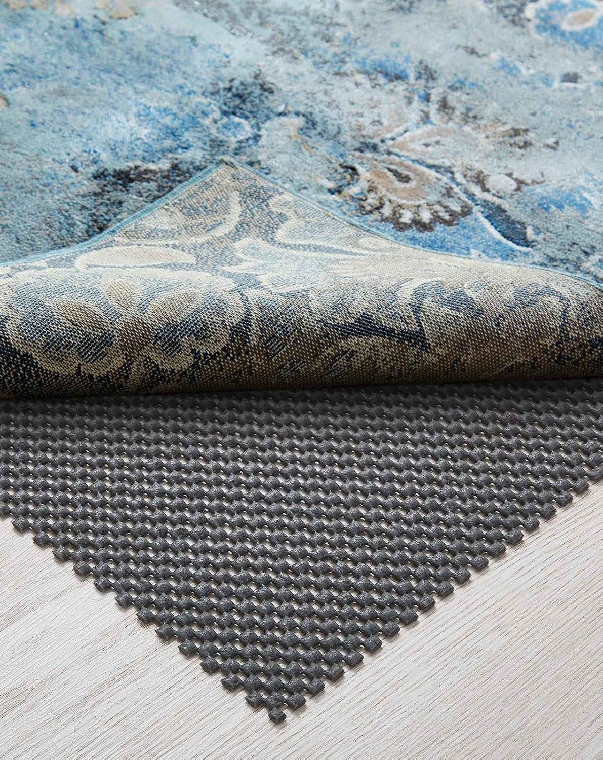 Veken Non-Slip Rug Pad Gripper - 5x7 Ft Thick Dark Grey Mat for Hardwood & Tile Floors