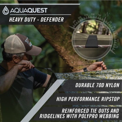 AquaQuest Safari Tarp – Lightweight Waterproof (5,000 mm) Seam-Taped Ripstop Rain Fly for Backpacking, Thru-Hiking & Hammock Camping – 10x10 True Terrain Camo