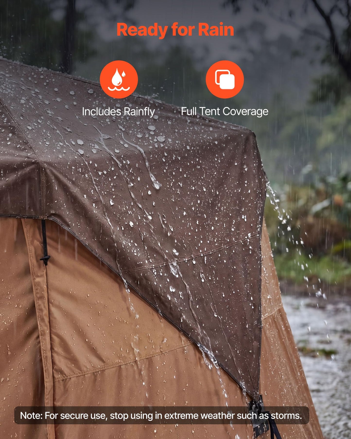 VEVOR Camping Tent, 6 Person Pop Up Instant Cabin Tent with Rainfly, Mesh Side & Top Windows, 60 Second Easy Setup, Portable Waterproof Cabin Hub Tents with Carry Bag for Family Outdoor Camping Hiking