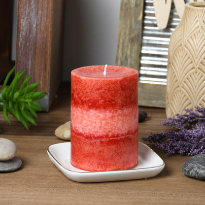 4 Inch Tritone Red Scented Pillar Candle