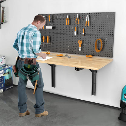 Ultrawall Wall Mounted Folding Workbench, Heavy Duty Foldable Work Table, Collapsible Desk for Workshop, Garage, Office, Home, Holds Up to 550 lb, 47.2"