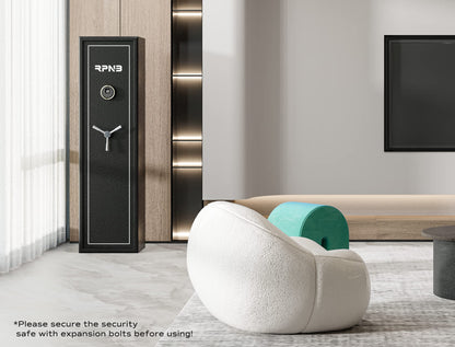RPNB Large Biometric Rifle Safe,7-Gun Electronic Gun Security Cabinet,Quick Access Fingerprint Long Metal Rifle Gun Security Cabinet with 3 Spoke Safe Handle,Door Organizer,Separate Pistol/Ammo Area