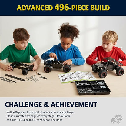 496 Pcs Metal Building Toys for Boys &amp Girls 8-12 Years Old Off-Road Vehicle Model Truck Kits STEM Engineering Construction Set Monster Car Educational Gift for Kids Ages 8 9 10+