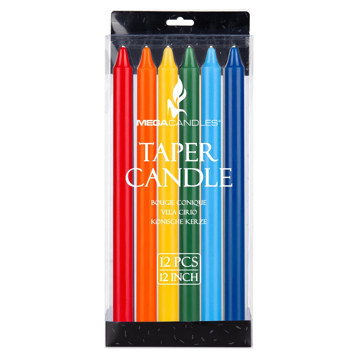 Mega Candles 12 pcs Unscented Supreme Assorted Colors Straight Taper Chime Candles, Handcrafted Wax Candle 12 Inch x 7/8 Inch, Chimes, Rituals, Spells, Witchcraft, Wiccan, Meditation, Metaphysical