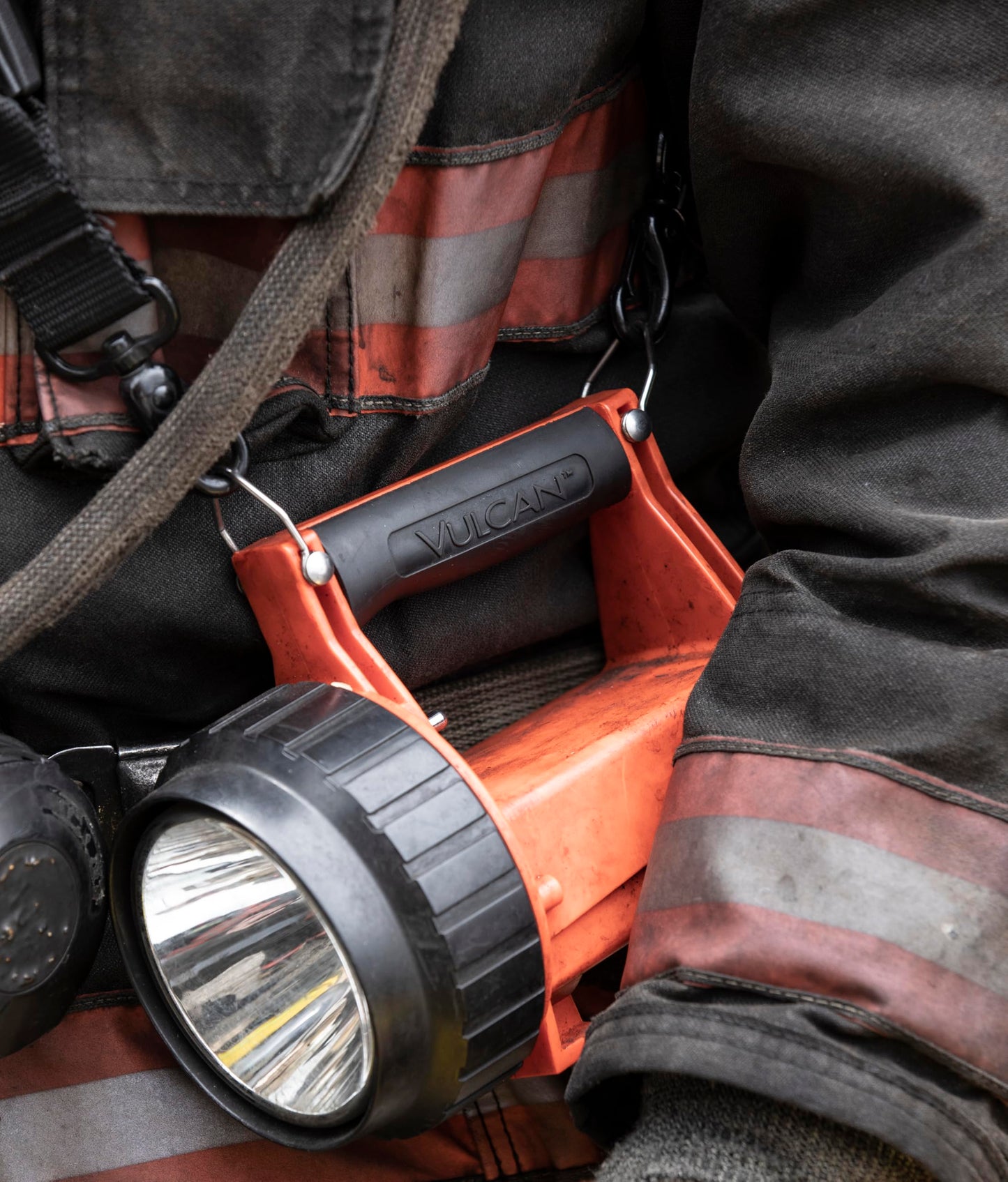 Streamlight 44450 Fire Vulcan 180-Lumen LED Flashlight with Standard System Includes AC/DC Charger, Dual Rear LEDs and Quick Release Shoulder Strap, Orange