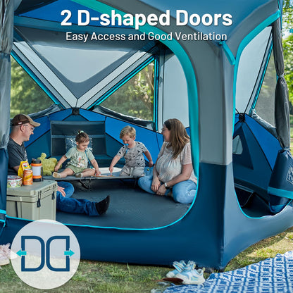 Timber Ridge 4-5 Person Instant Pop Up Cabin Hub Tent, 60S Easy Setup, Weather Resistant Family Tent with Rain Fly and Carry Bag for Outdoor Camping, Blue