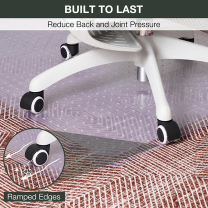 FUNMAT Chair Mat for Carpet, 45" x 53" Easy Glide Desk Chair Mat for Carpeted Floors, Beveled Edge Vinyl Mat with Grips, Heavy Duty Carpet Protector for Home Office, Clear(with Lip)