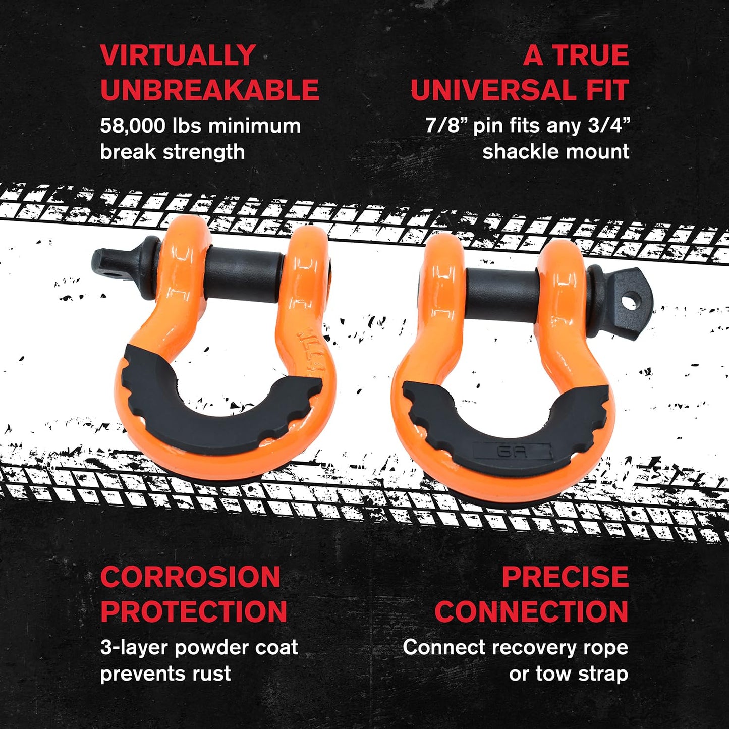 GearAmerica Off Road Recovery Kit, 9 Ton, Includes Tow Strap, Tree Saver, Snatch Block Pulley, D-Ring Shackles, Winch Line Dampener Bag, Gloves - Off Road Recovery Gear, 4x4, Orange