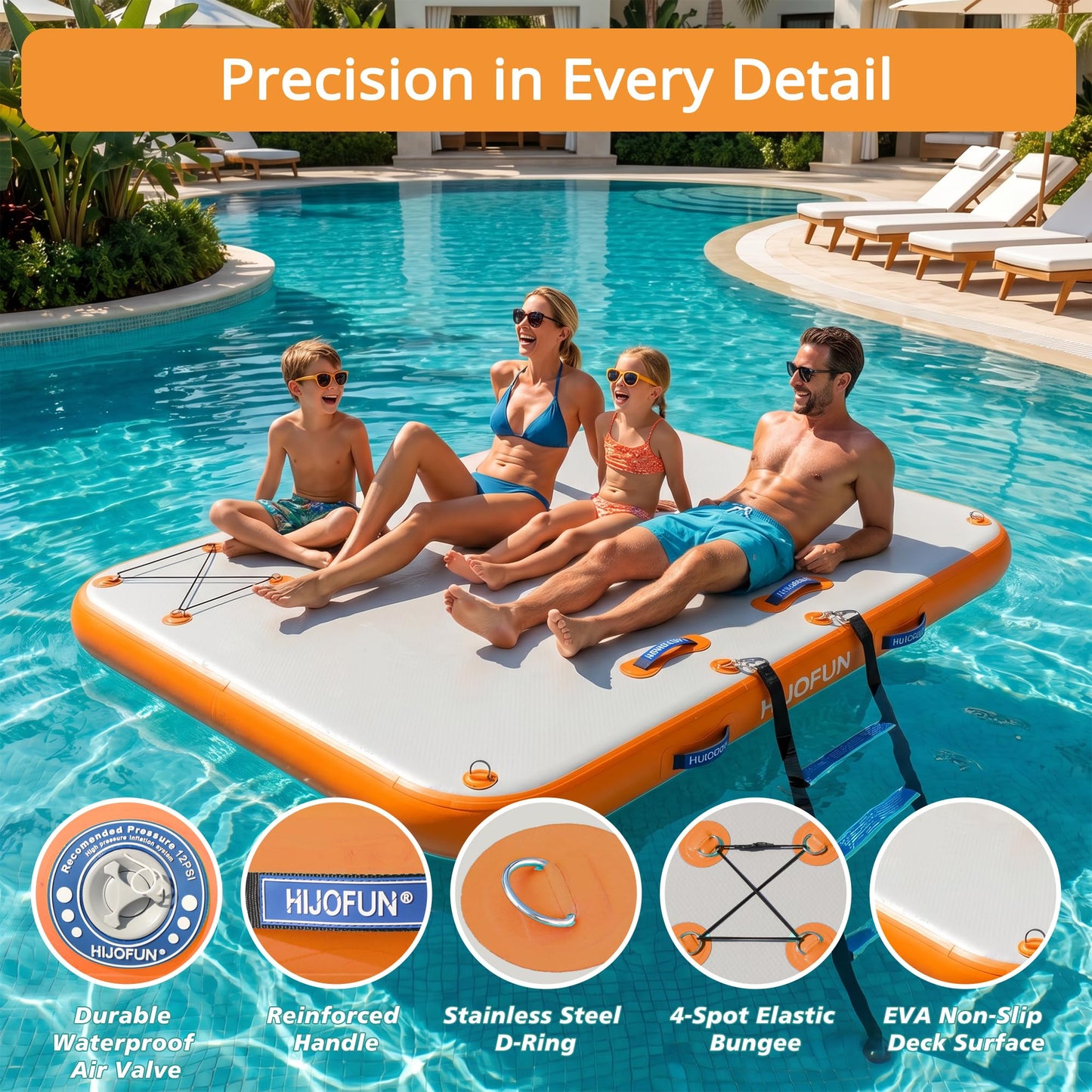 HIJOFUN Inflatable Floating Dock Mat,6 inches Thick 6ft Inflatable Stable Platform Raft with Storage Bag None-Slip Surface Island Raft for Lake Beach Pool