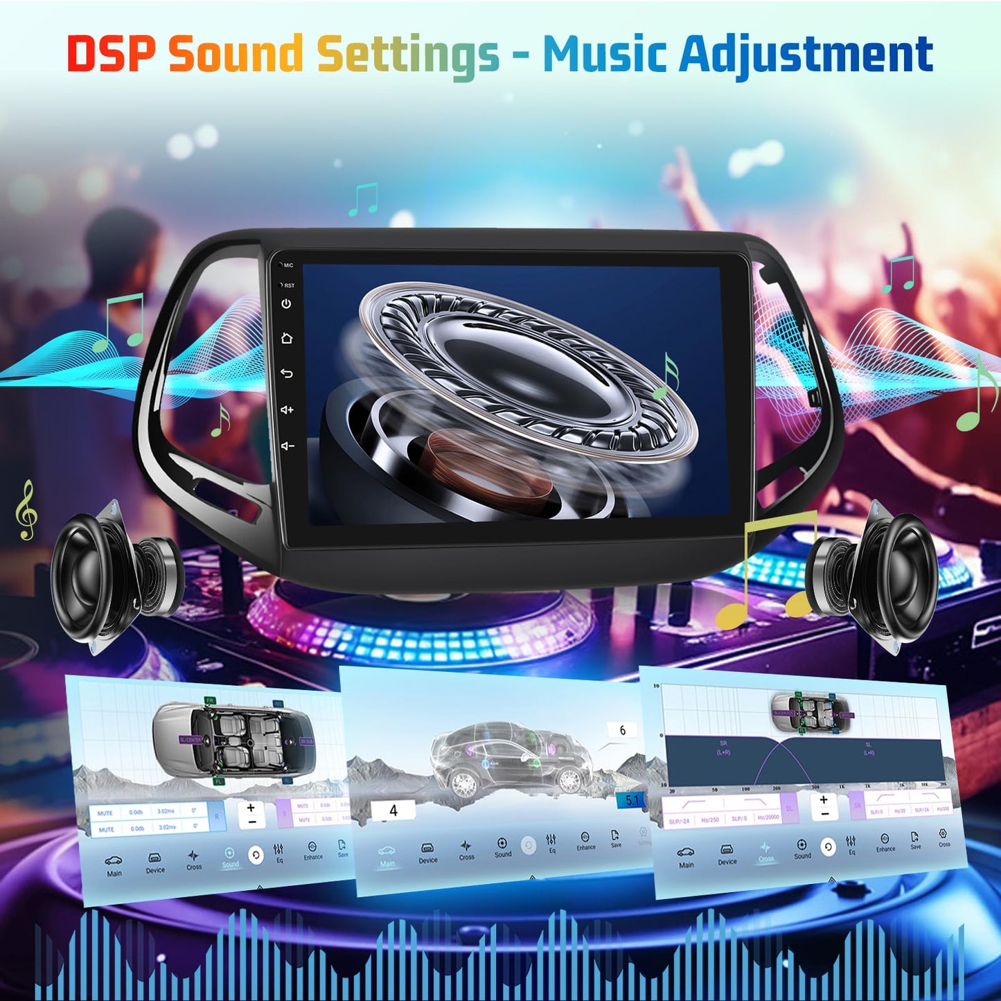8 Core 4+64G Android Car Stereo for Jeep Compass 2017 2018 2019 with Carplay & Android Auto - 10 Inch 1280 * 720P Touchscreen Radio with DSP/Cooling Fan/5G WiFi/GPS Navigation/SWC/Backup Camera