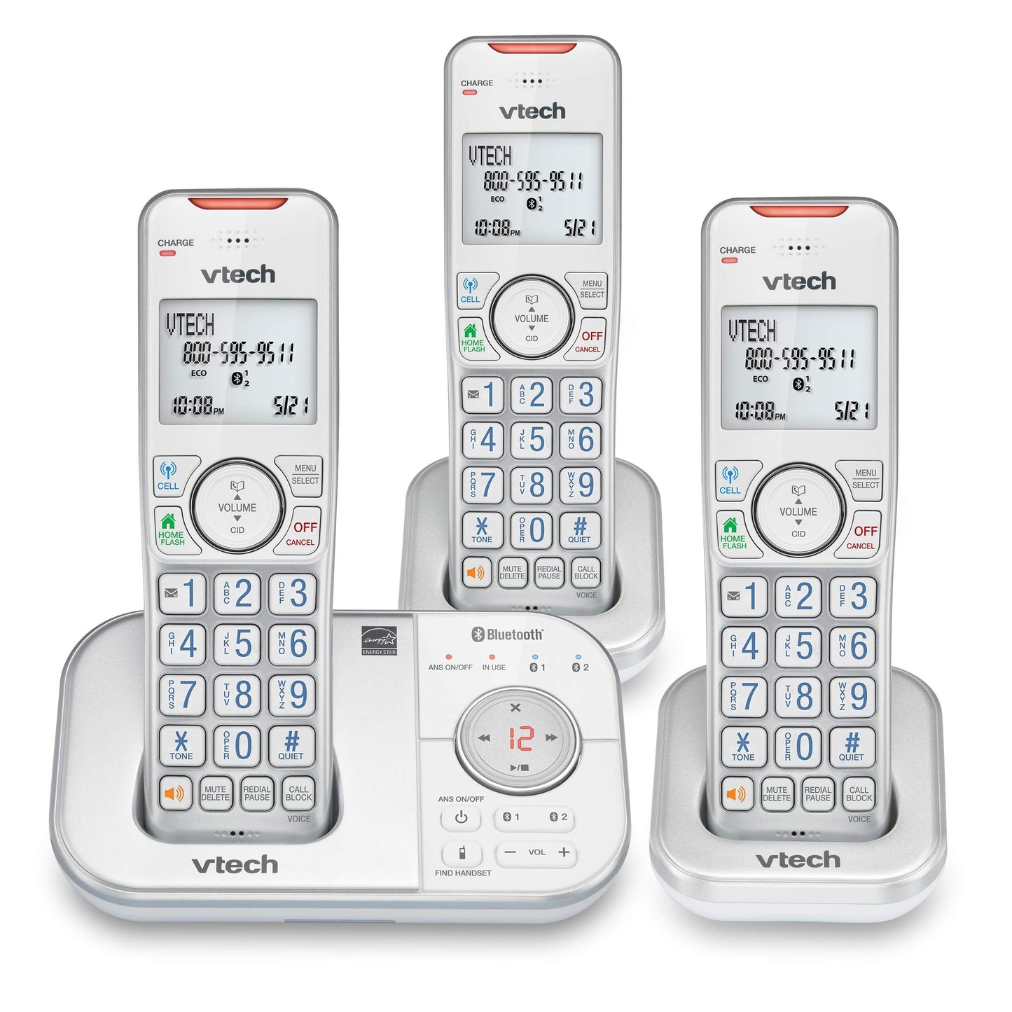 VTech VS112-4 Bluetooth 4 Handset Cordless Phone for Home with Answering Machine, Call Blocking, Caller ID, Intercom and Connect to Cell