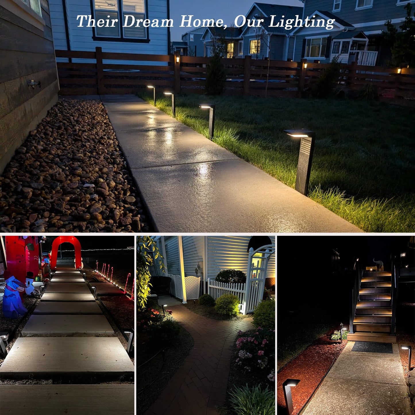 JOFIOS Solar Pathway Lights 6Pack with Warm White and Cool White Mode, Modern Solar Path Lights Outdoor Waterproof, Perfect Solar Lights for Backyard, Lawn, Driveway, Walkway, Garden Decorative.