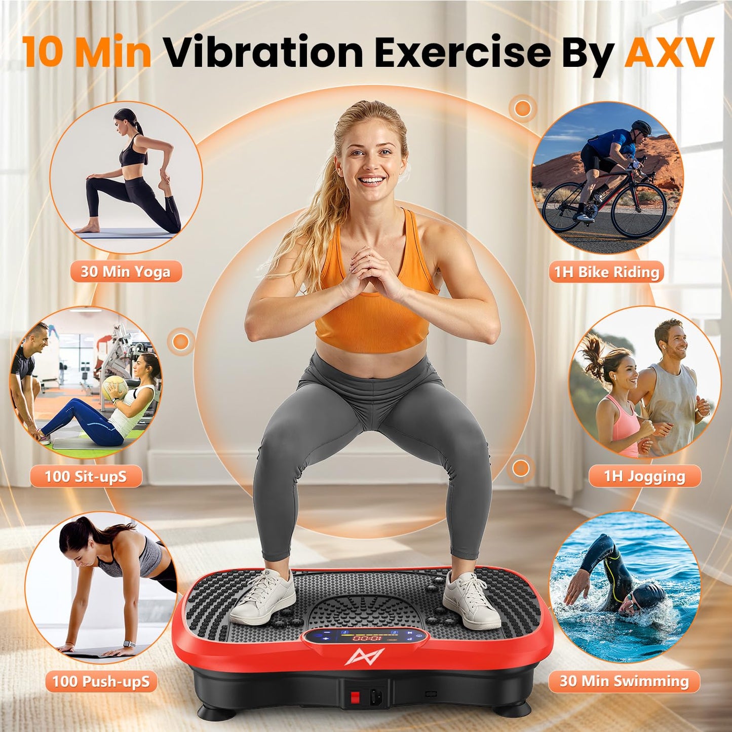 AXV Vibration Plate Fitness Platform Exercise Machine Vibrating Shaking Full Body Shaker Workout Vibrate Stand Shake Board Sport for Weight Loss Fat Burner for Gym Home Office