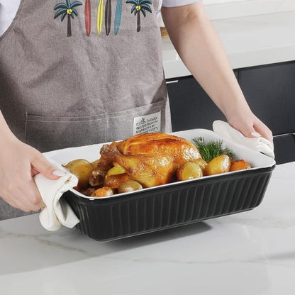 DOWAN 9x13-Inch Ceramic Casserole Dish - Large 4.2 Quart Baking Pan with Handles | Ideal for Lasagna & Home Cooking