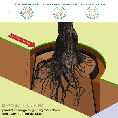 DeepRoot Tree Root Barrier, Tree Circle Weed Barrier, Root Shield for Sidewalks, Driveways, & Patios, 12" Depth, 24" Width, 40 Panels per Pack, 80 Linear Feet Total, Black