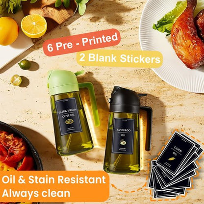 CXINYI - 16oz Olive Oil Dispenser | 2-in-1 Sprayer for Cooking & Salad - Black Light-Proof Kitchen Gadget