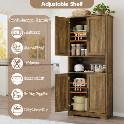IDEALHOUSE Kitchen Pantry Cabinet, 70in Tall Storage Cabinet with Doors and Adjustable Shelves, Freestanding Cupboard for Living Room, Dining Room, Bathroom