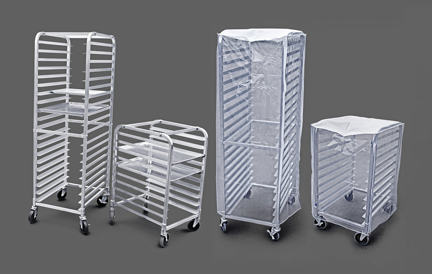New Star Foodservice 36510 Commercial-Grade Aluminum 10-Tier Sheet Pan/Bun Pan Rack, 26" L x 20" W x 38" H with Brake Wheels Silver