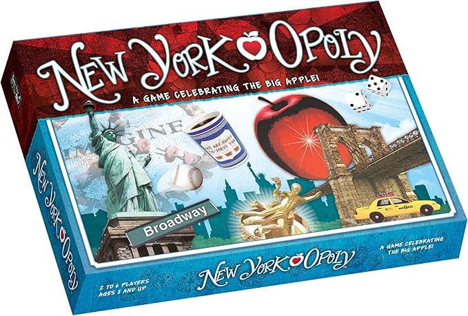 Late for The Sky New York Opoly – Property Trading Family Board Game 2–6 Players NYC Landmarks Educational City Theme Fast Play 60-Minute Option Ages 8+ Great Gift &amp Souvenir