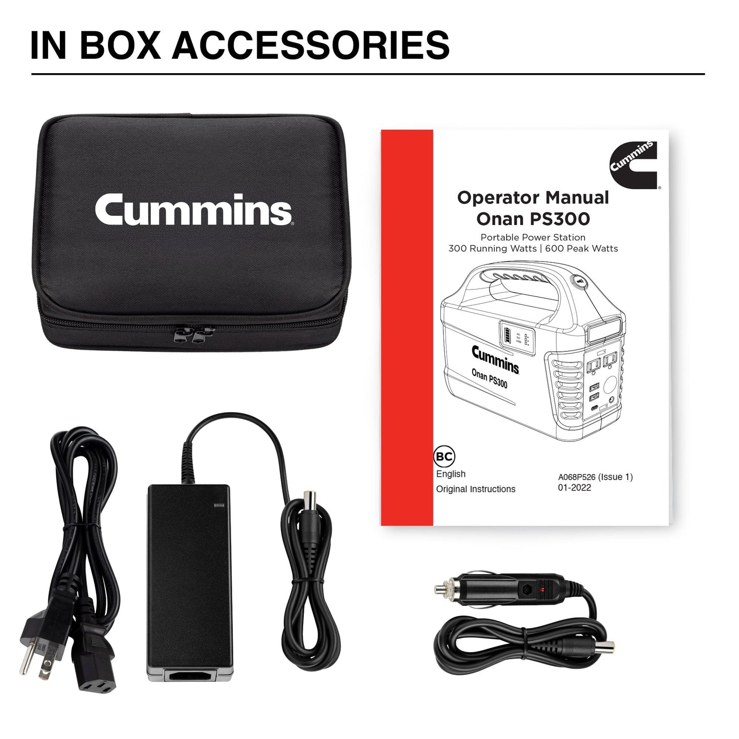 Cummins 296Wh 600 Peak Watt Portable Power Station and Solar Generator, Pure Sine Wave AC Outlet, Backup Lithium Battery for Camping, Home, Travel, Indoor/Outdoor Use (Solar Panel Not Included)