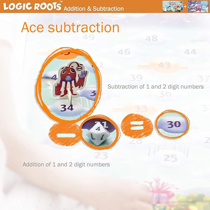 Addition and Subtraction Game - Fun Math Board Game for 6-8 Year Olds Easy to Play Educational Game for Kids at Home STEM Toy Gift for Girls &amp Boys (Ocean Raiders + Cloud Hoppers)