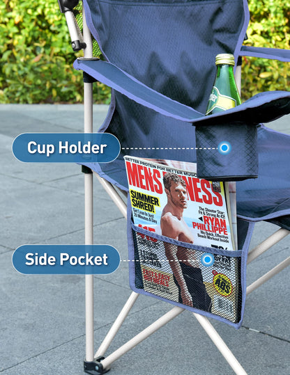 Docusvect 2 Pack Beach Chair with Canopy Shade, Folding Camping Chair with Canopy with Cup Holder, Side Pocket for Camp, Beach, Tailgates, Fishing - Support 330 LBS